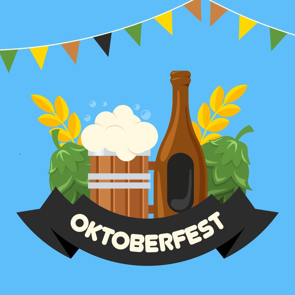 Oktoberfest festival banner background illustration vector