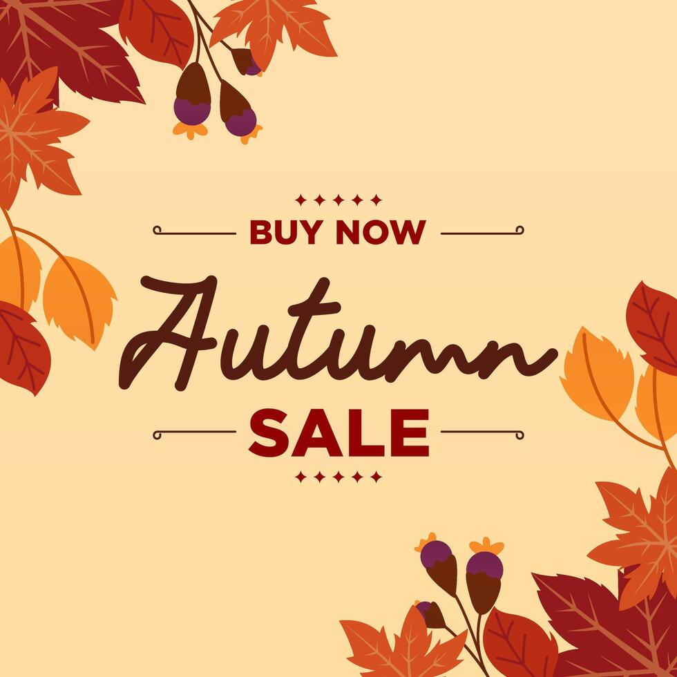 Modern Autumn Sale Background Template with Leaf Decorations vector