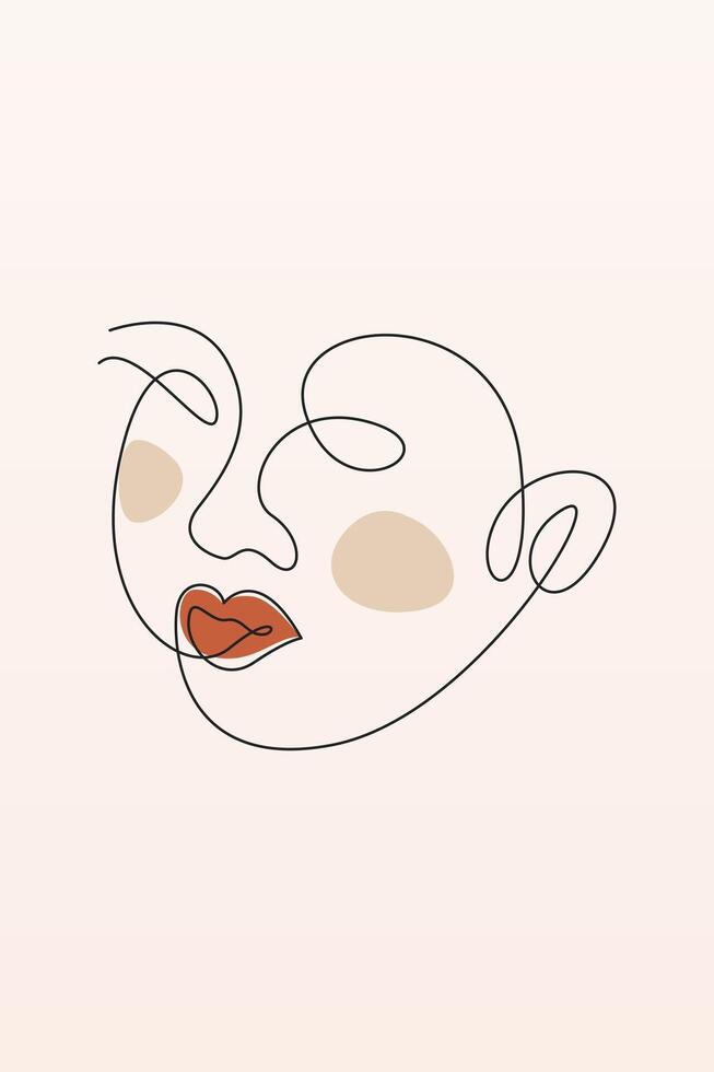 Earthy Boho Wall Art with Line Drawing vector