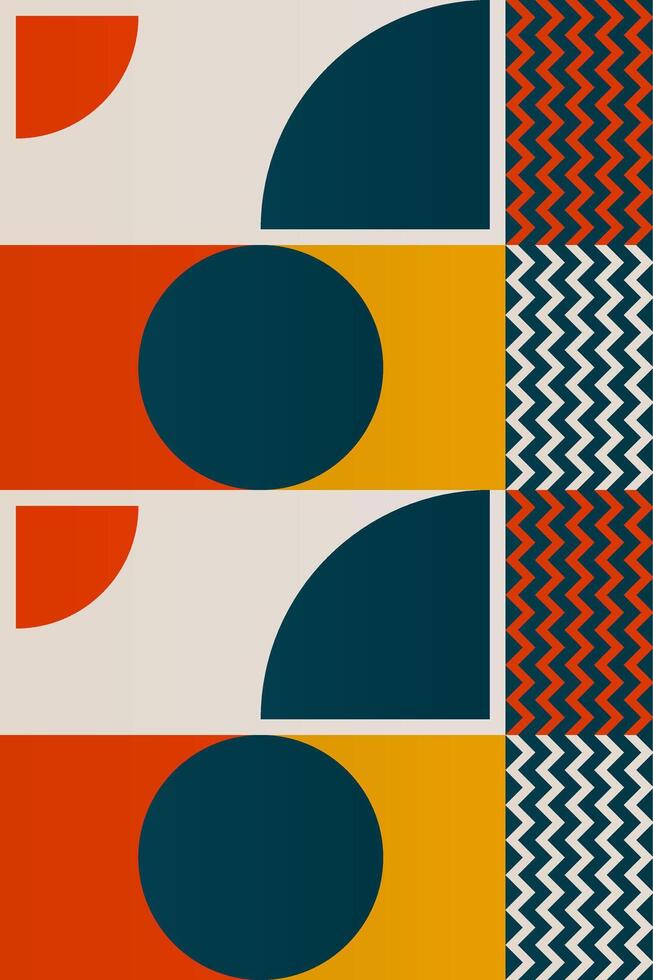 Neutral Tones Boho Poster with Geometric Forms vector