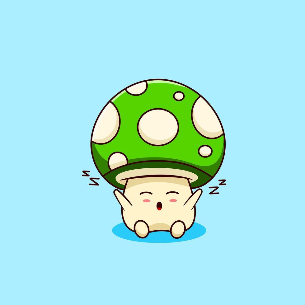 Cute Sleeping Mushroom Cartoon Character Kawaii vector