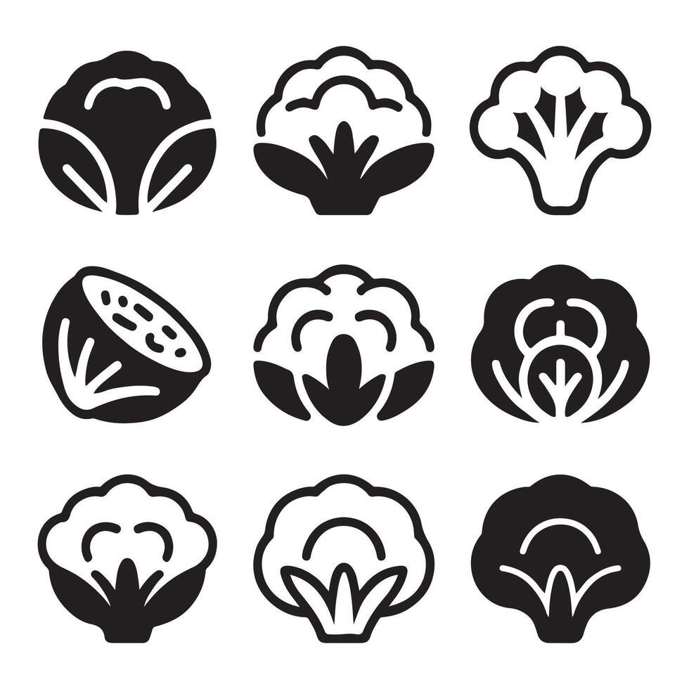 Cauliflower Icons Set Bundle vector
