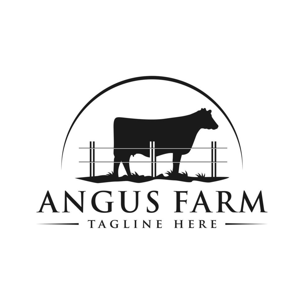 black angus cattle farm logo vector
