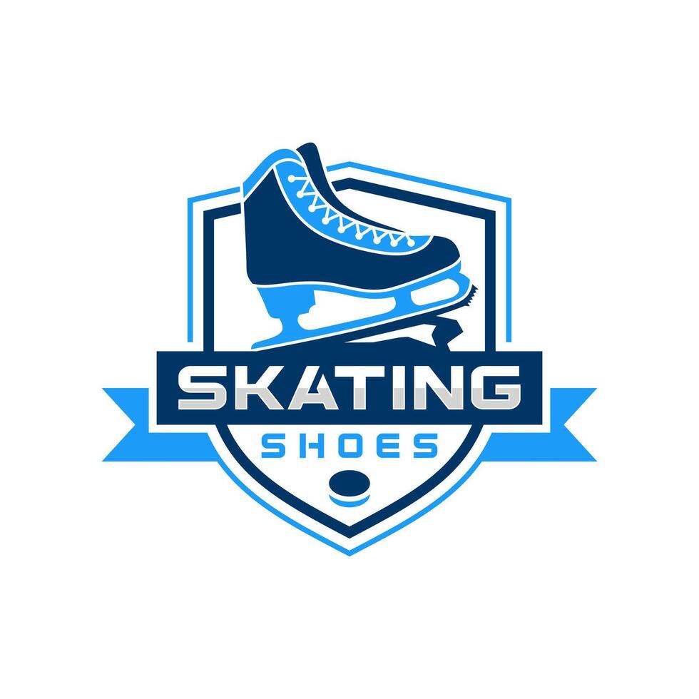 ice skating shoes shield logo vector