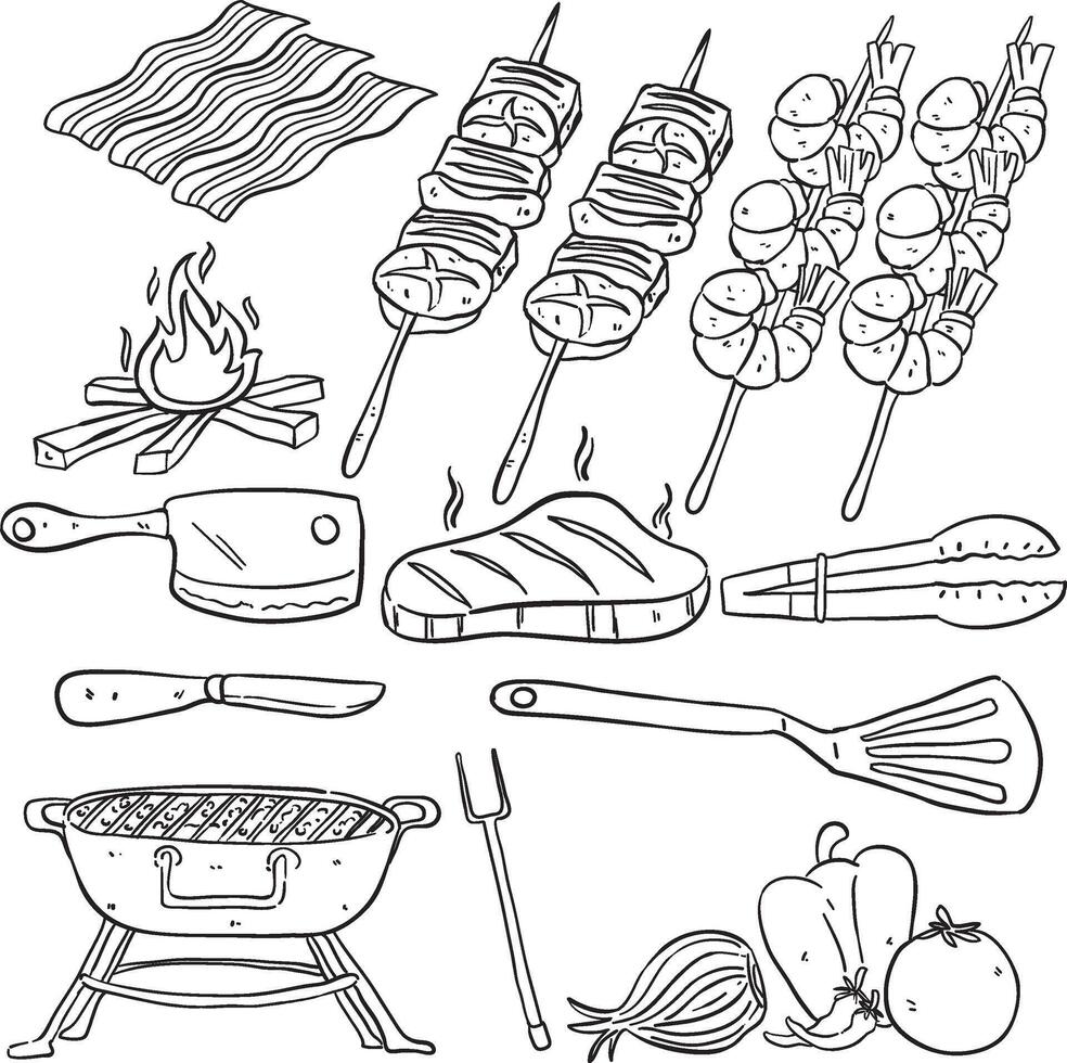 BBQ line art vector
