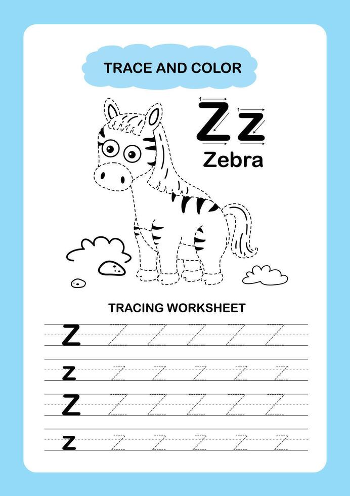 Illustration Isolated Animal Alphabet Trace and color Letter Z Zebra vector