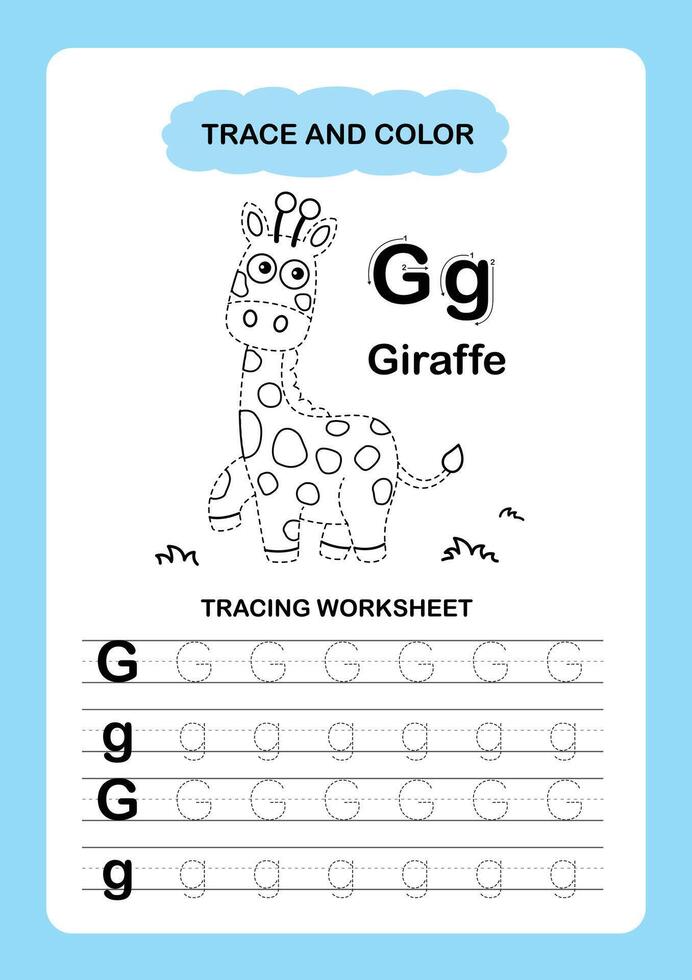 Illustration Isolated Animal Alphabet Trace and color Letter G Goat vector