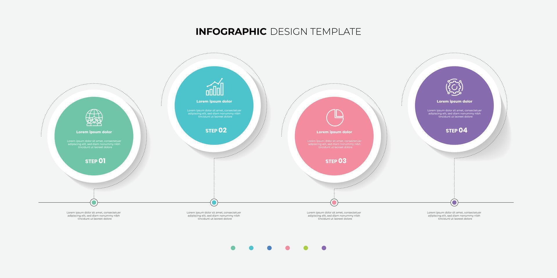 Infographic labels with icons and Circle 4 options or steps. Suitable for process diagrams, presentations, workflow layouts, banners, flow charts, and infographics vector