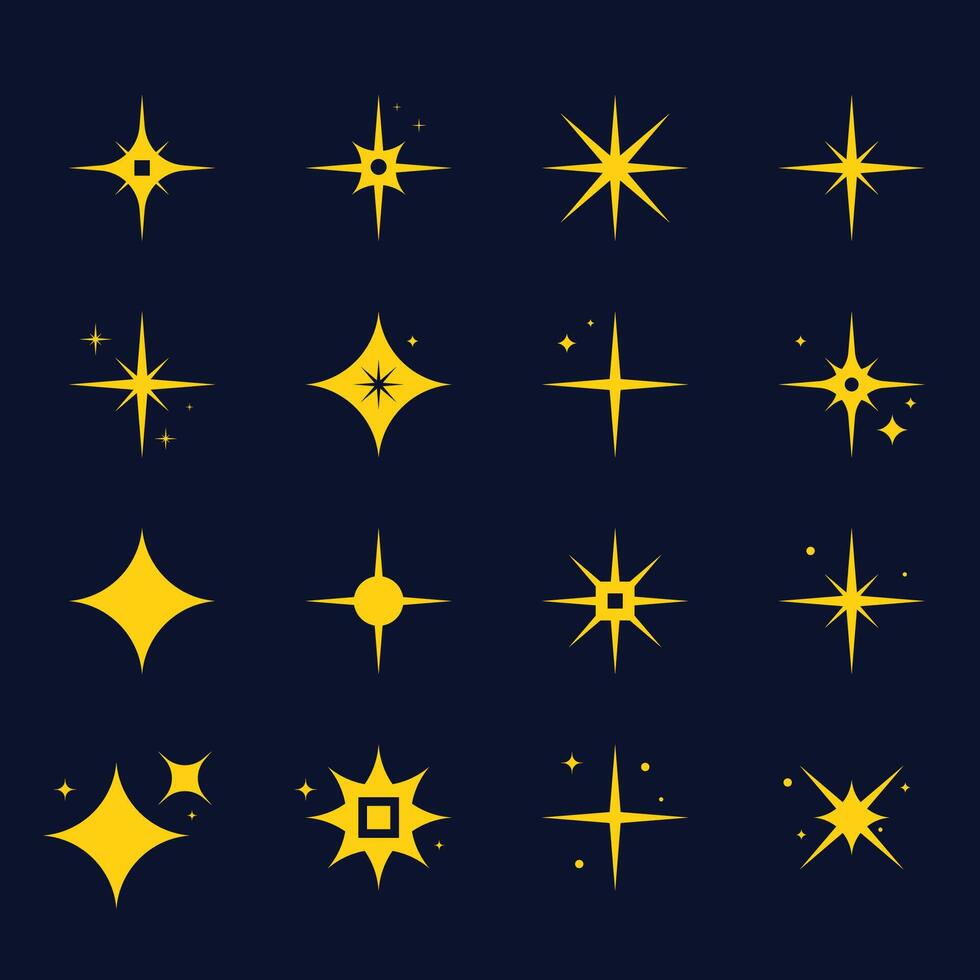 Sparkling stars shiny sparks glitter light star and sparkle elements illustration vector