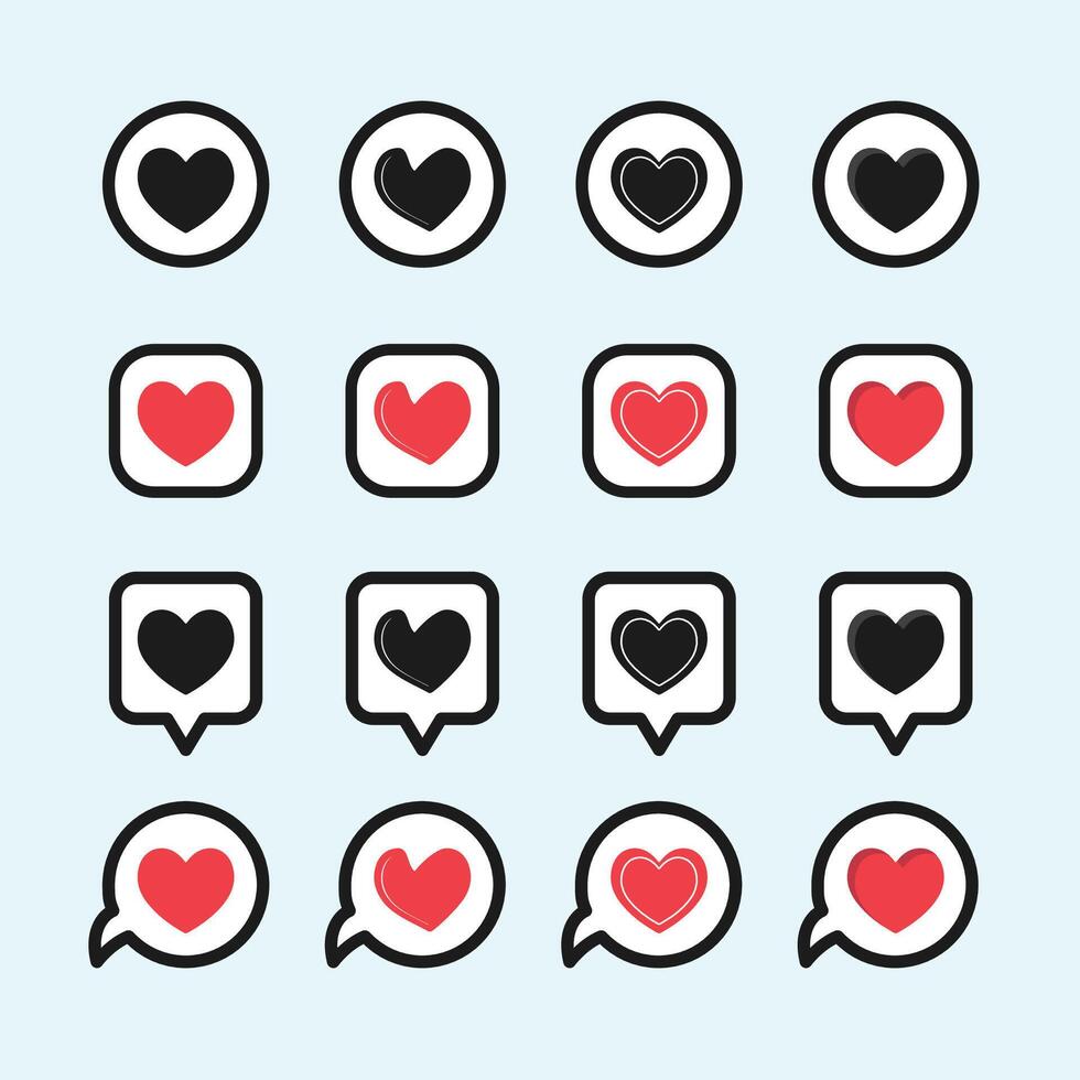 heart set in red color, heart love, heart, love, valentine, hearts, icon, heart in red color, romance, red, illustration, valentines, romantic, , day, set, design, decoration vector