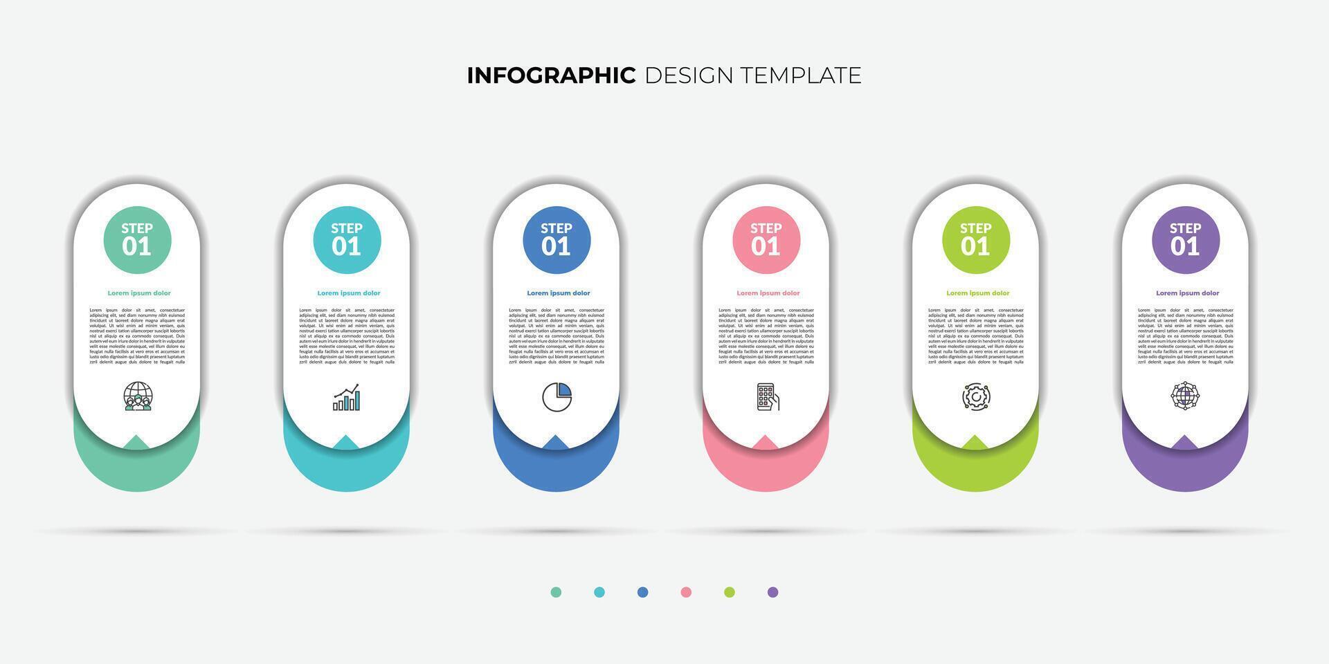 Timeline infographic template. 6 Step timeline journey, calendar Flat simple infographics design template. illustration vector