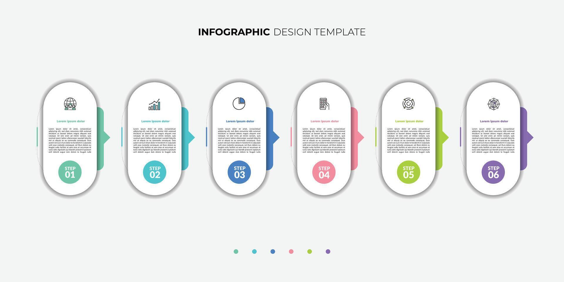 Timeline infographic template. 6 Step timeline journey, calendar Flat simple infographics design template. presentation graph. vector