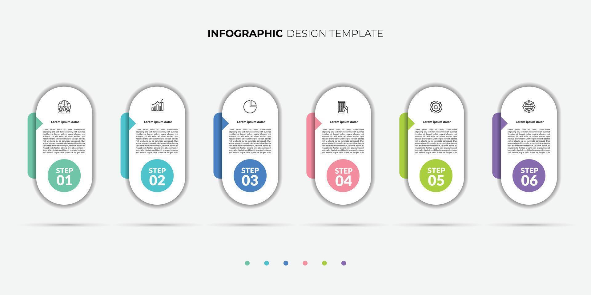 Timeline infographic template. 6 Step timeline journey, calendar Flat simple infographics design template. Modern presentation graph. vector