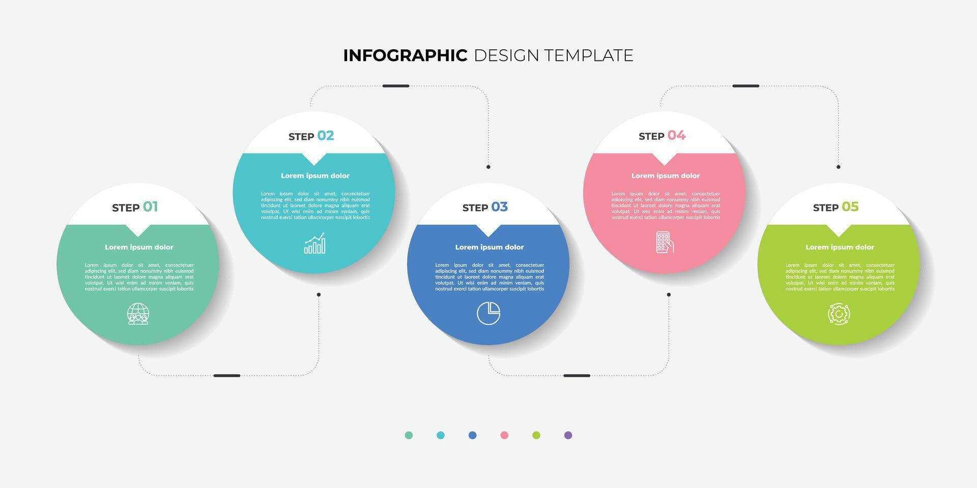 Timeline infographic template. 5 option or Step timeline journey, calendar Flat simple infographics vector