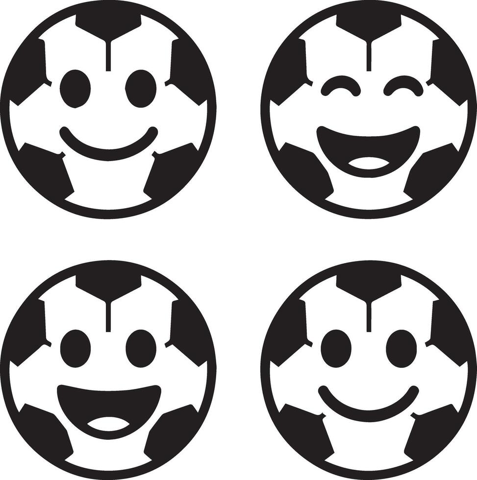 Funny Soccer Ball Emoji Icons Set vector
