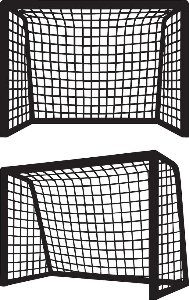 Soccer Goal Net Silhouette Set vector