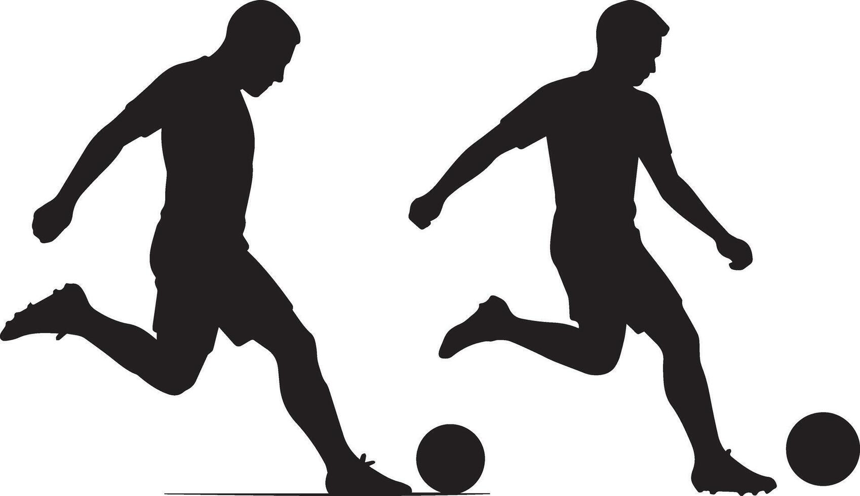 Soccer Player Kicking Ball Silhouette Set vector