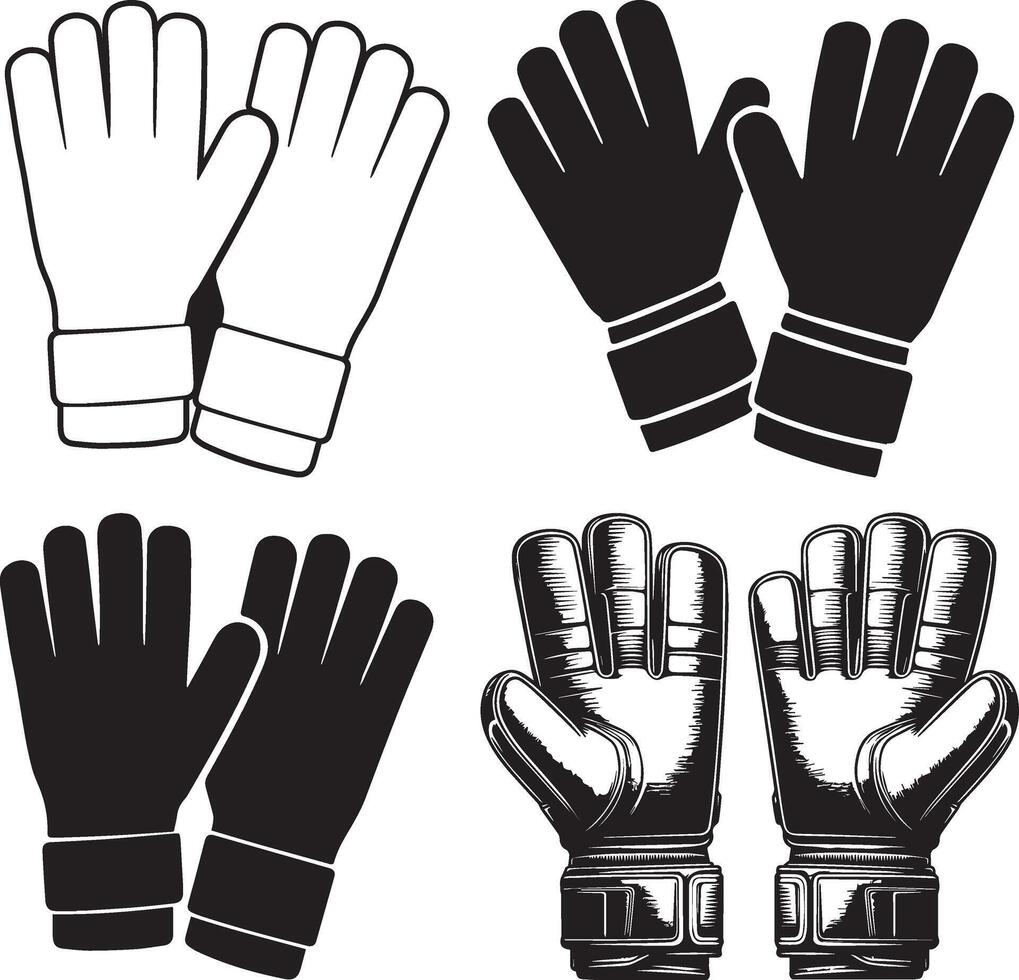 Gloves Collection Silhouette Illustration vector