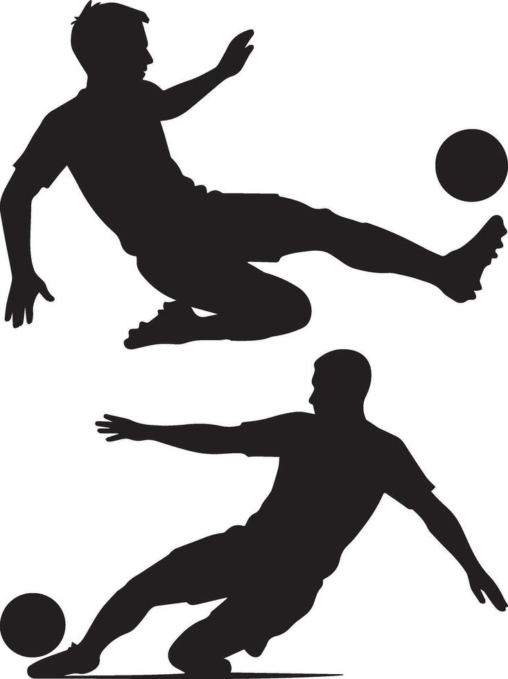 Action Soccer Player Silhouettes Kicking vector