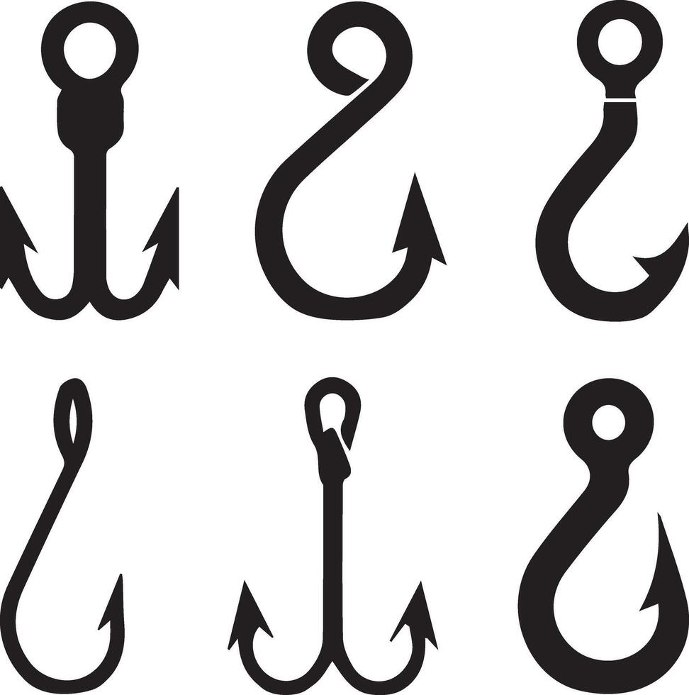 Fishing Hook Icon Set vector