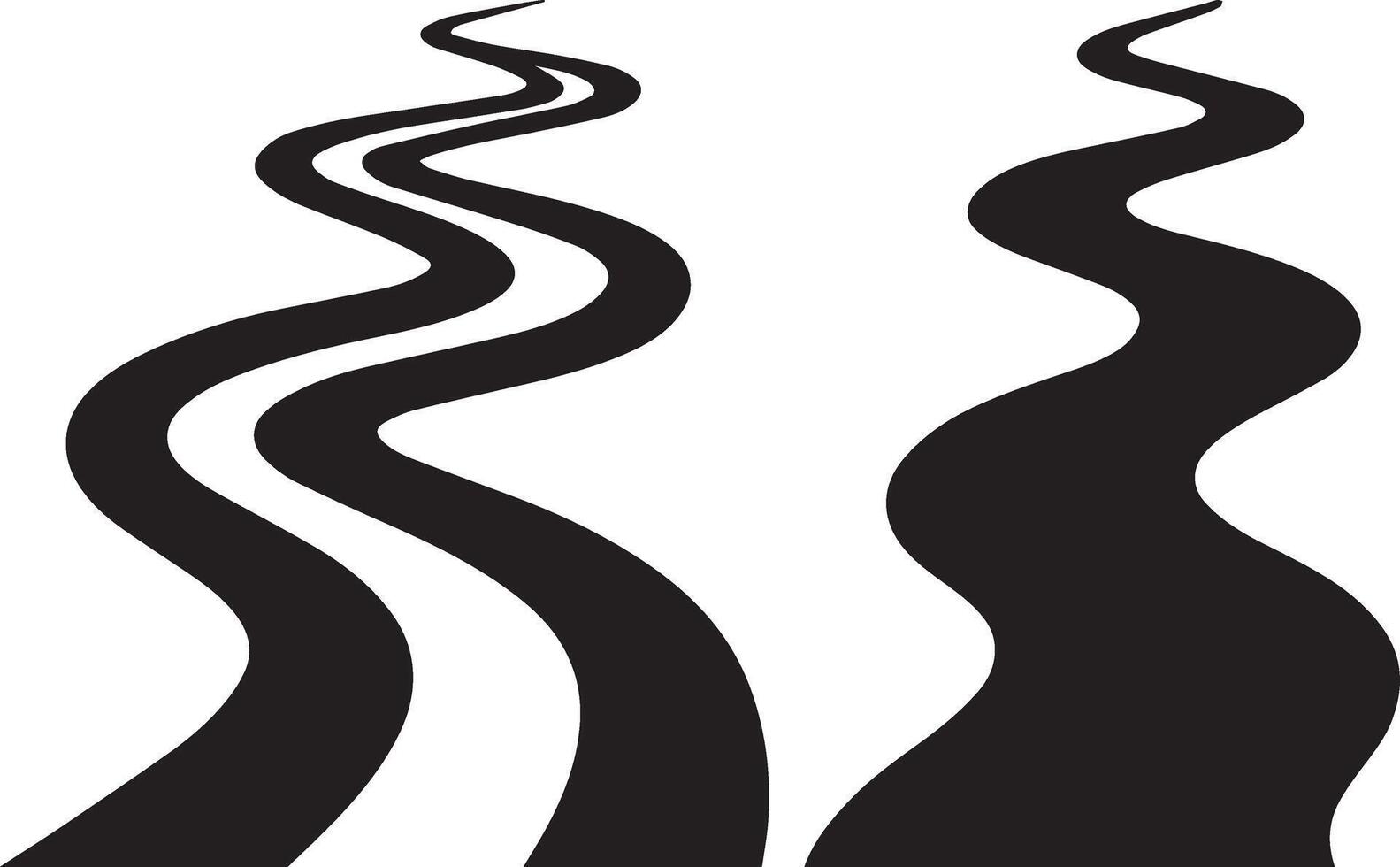 Curved Road Path Silhouette Icon Set vector