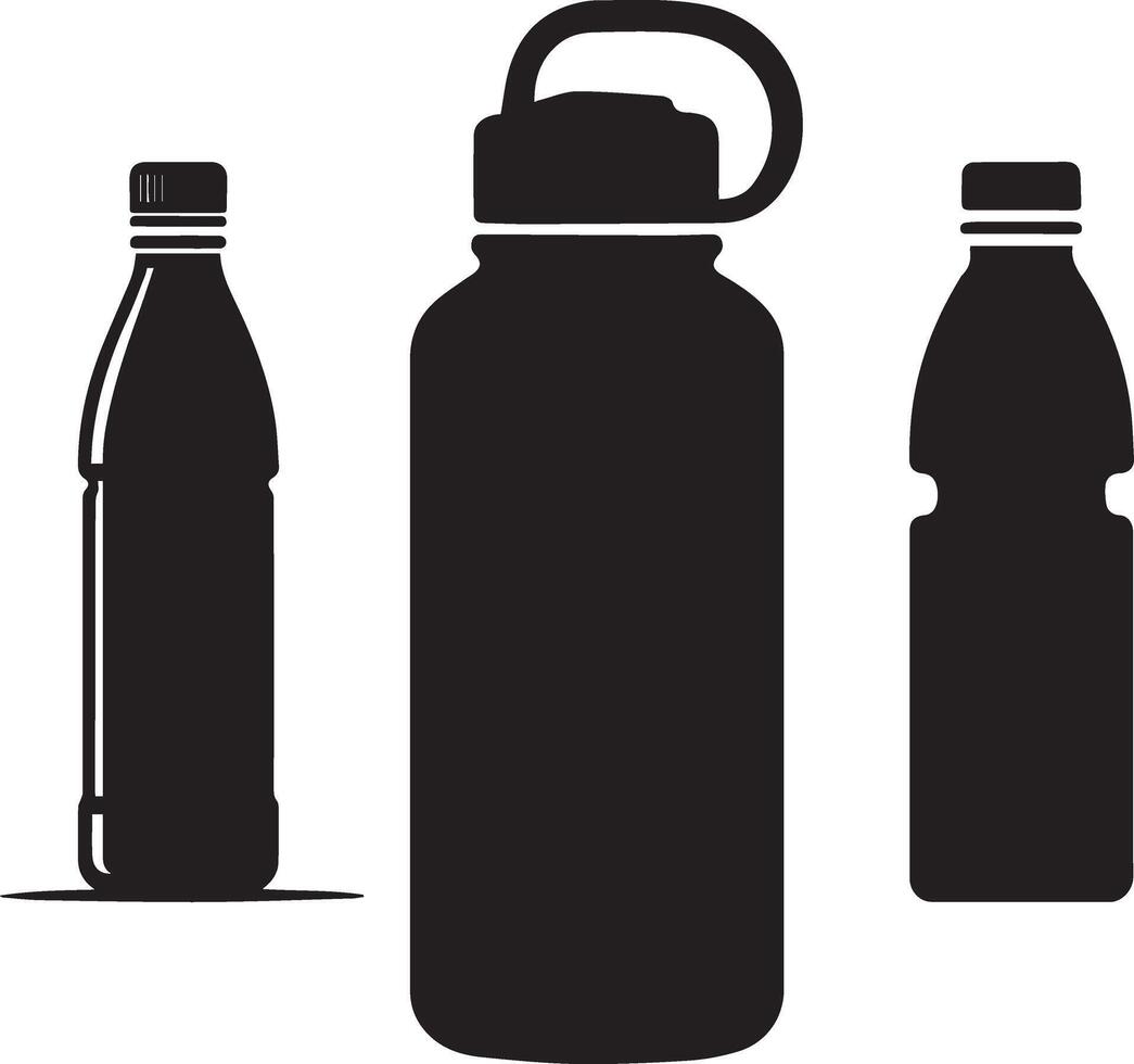 Water Bottle Silhouette Icon Collection vector