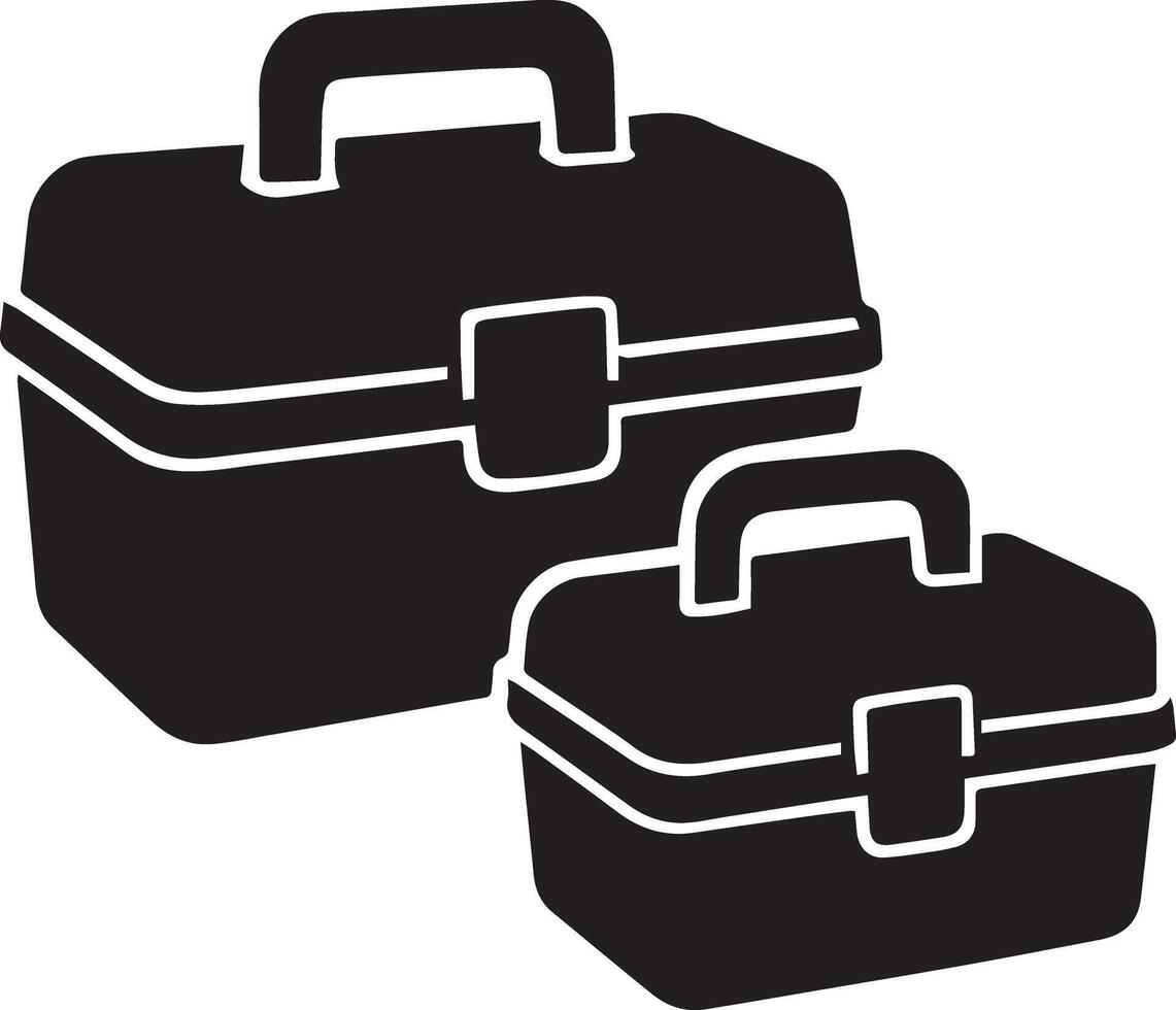 Toolbox Icon Set, Black Silhouette Tool Case Clipart vector