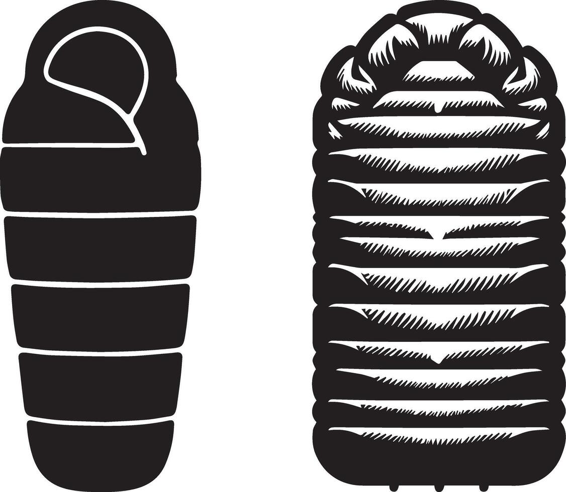 Sleeping Bag Silhouette Icon Set vector