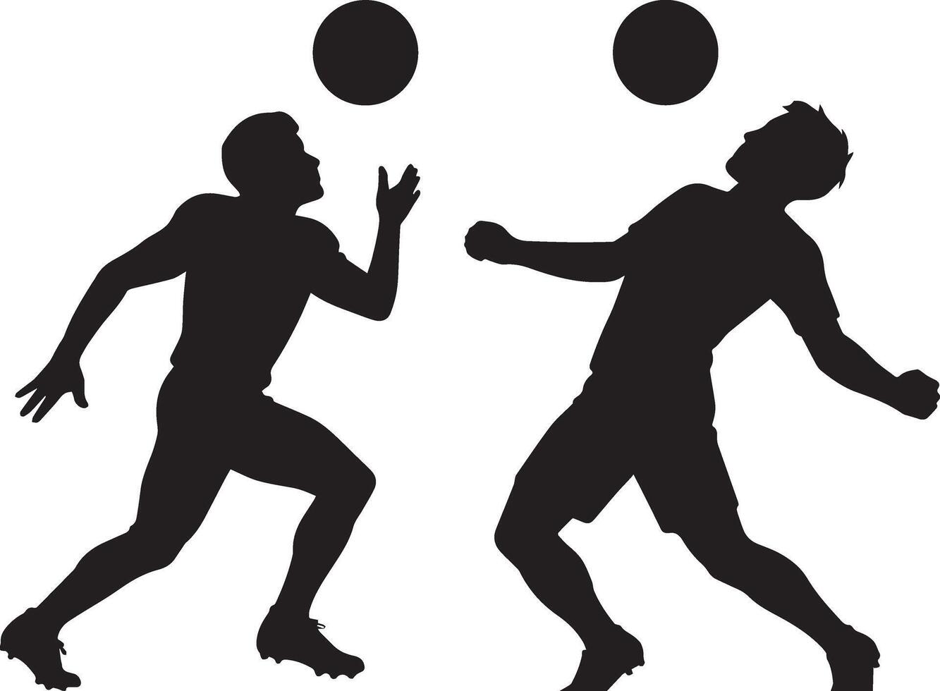 Soccer Players Heading and Chesting Ball Action Silhouettes vector