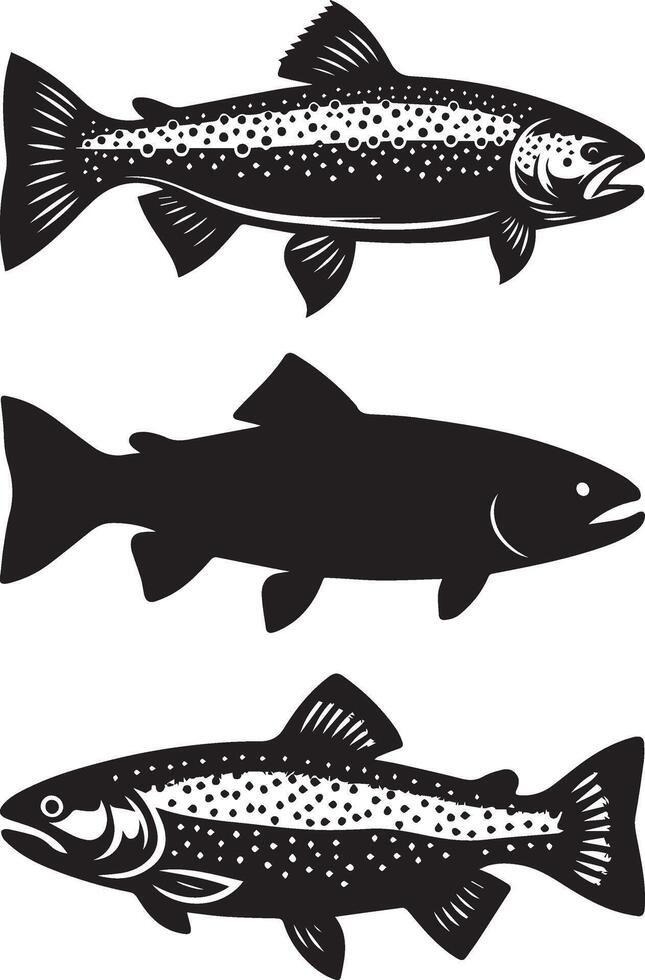 Trout Silhouette Set vector