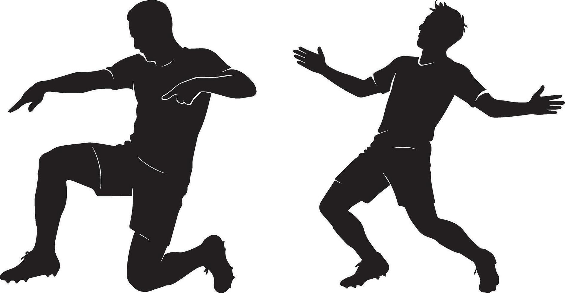 Silhouette Soccer Goal Celebration Gesture Set vector