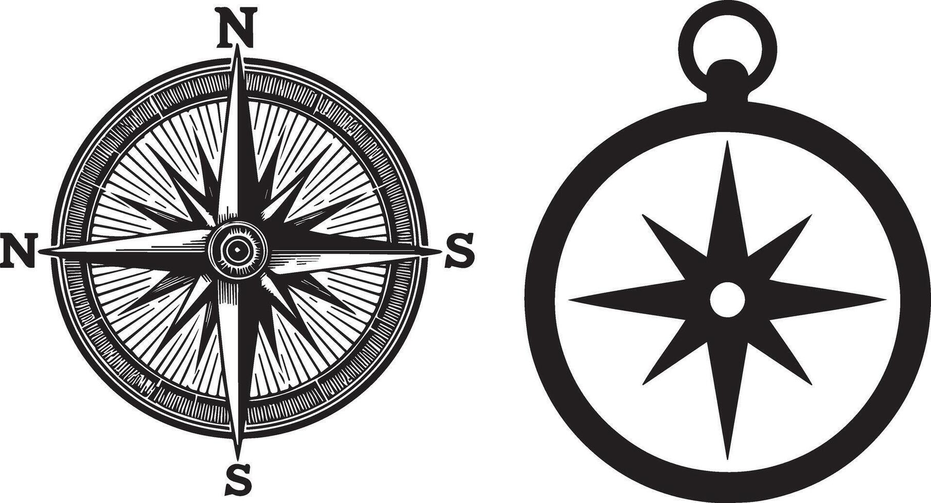 Compass Rose and Navigation Icon Set vector