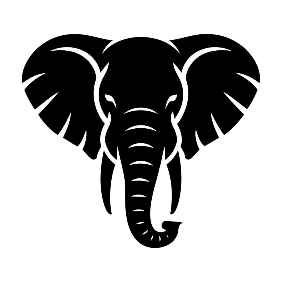 Stylized black elephant head silhouette vector