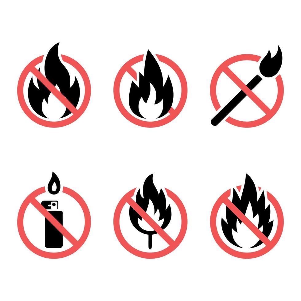 Collection of no fire icons and symbols vector
