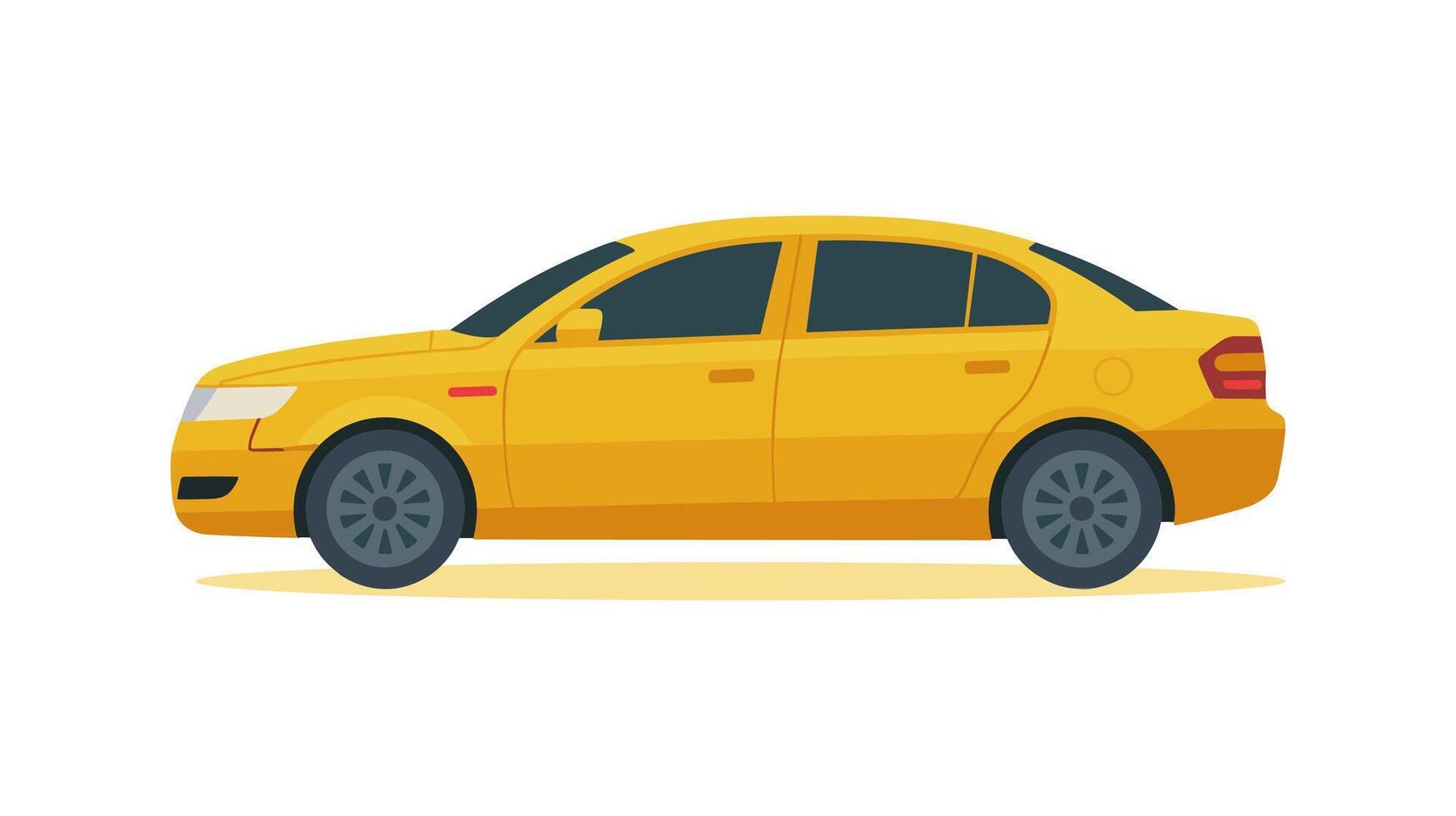 Flat Illustration of a Yellow Sedan Car vector