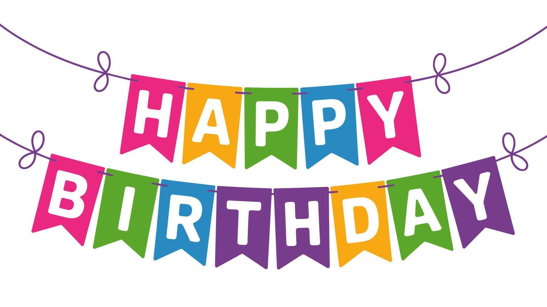 Happy Birthday Colorful Hanging Banner with Flags Illustration vector