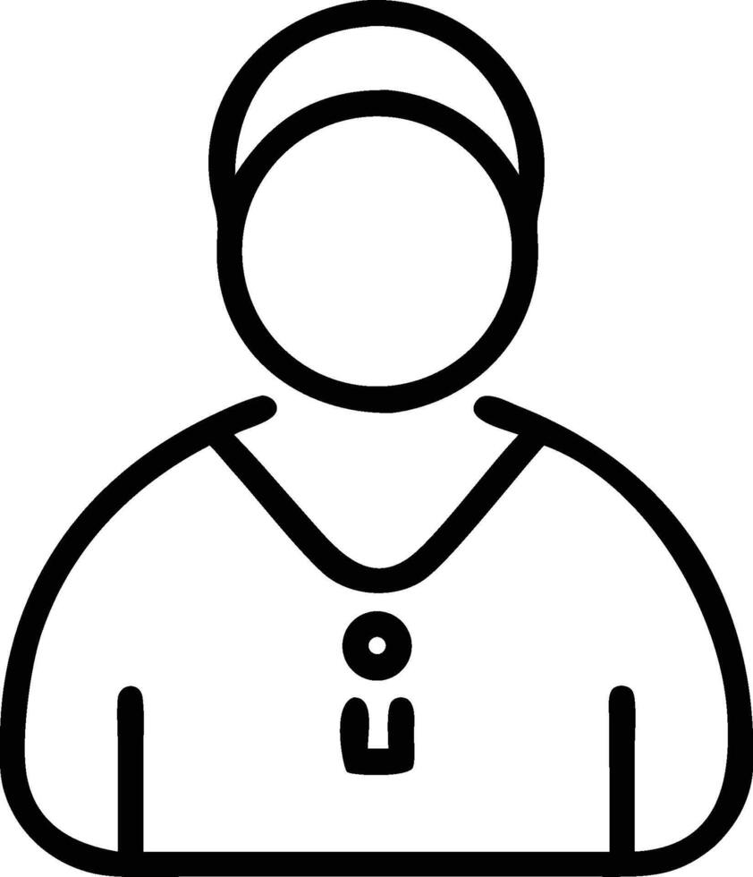 Outline drawing of a person with a head covering and a buttoned shirt in a simple style vector