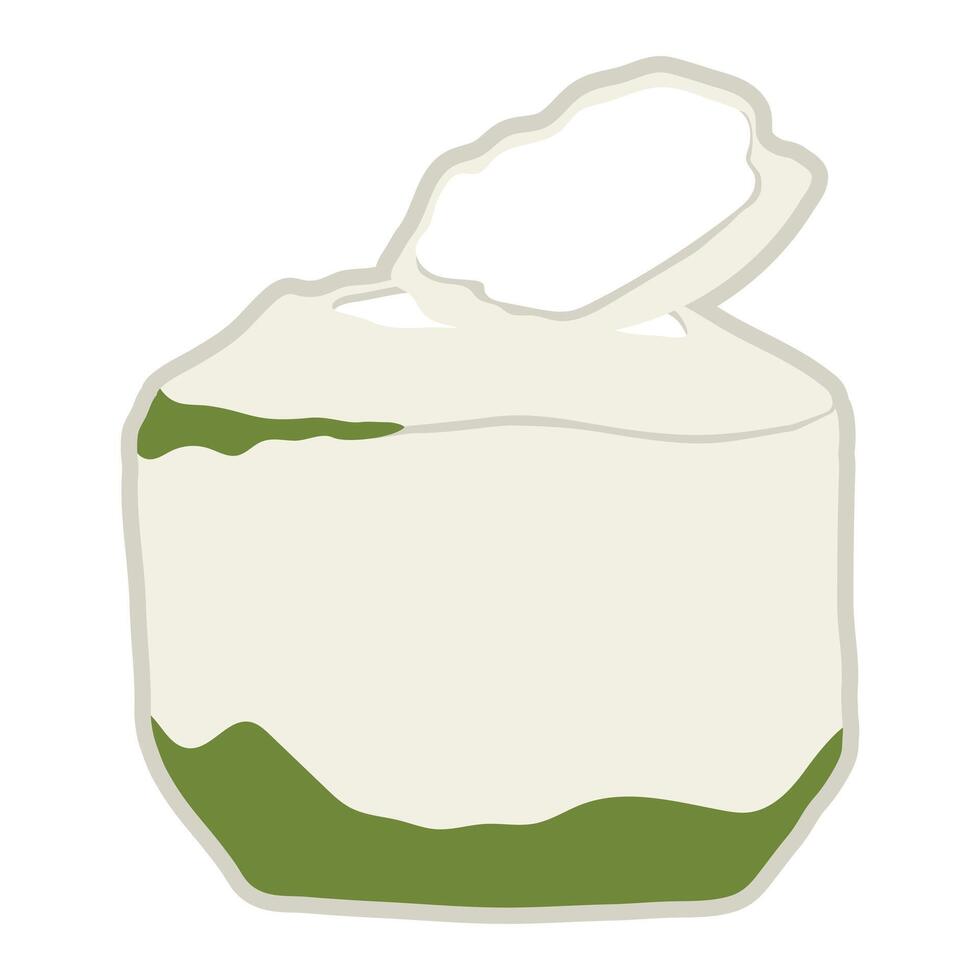 Cute fresh young coconut fruit with opened one. vector