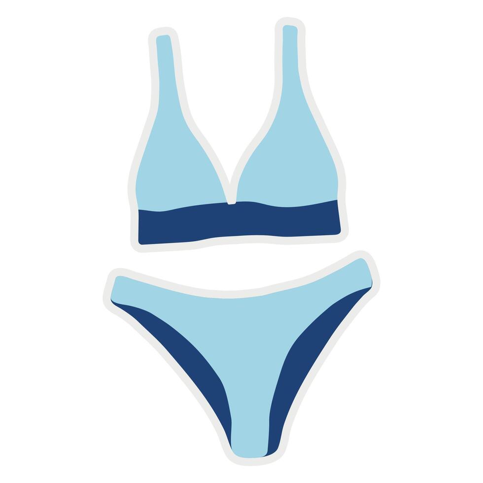 Isolate summer holiday sticker featuring various beach and summer-related items such as bikini. vector