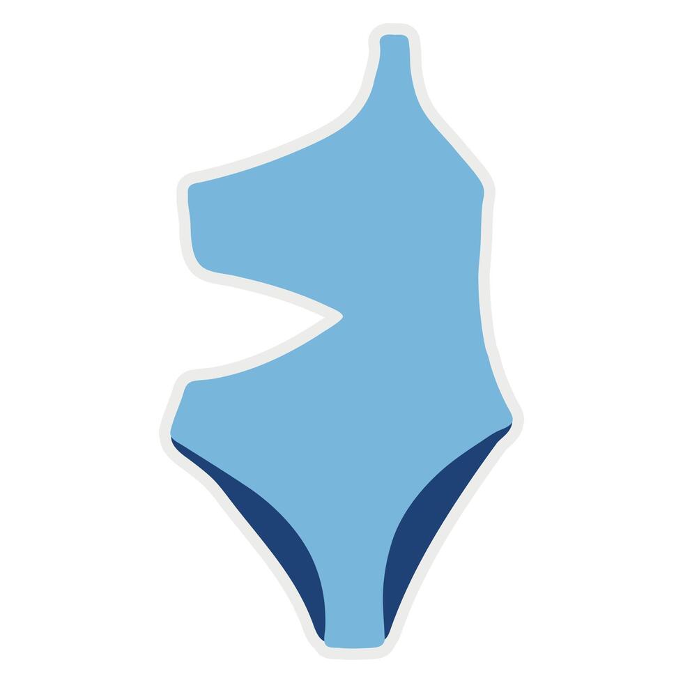 Isolate summer holiday on white background. Sticker featuring various beach and summer-related items such as bikini. vector