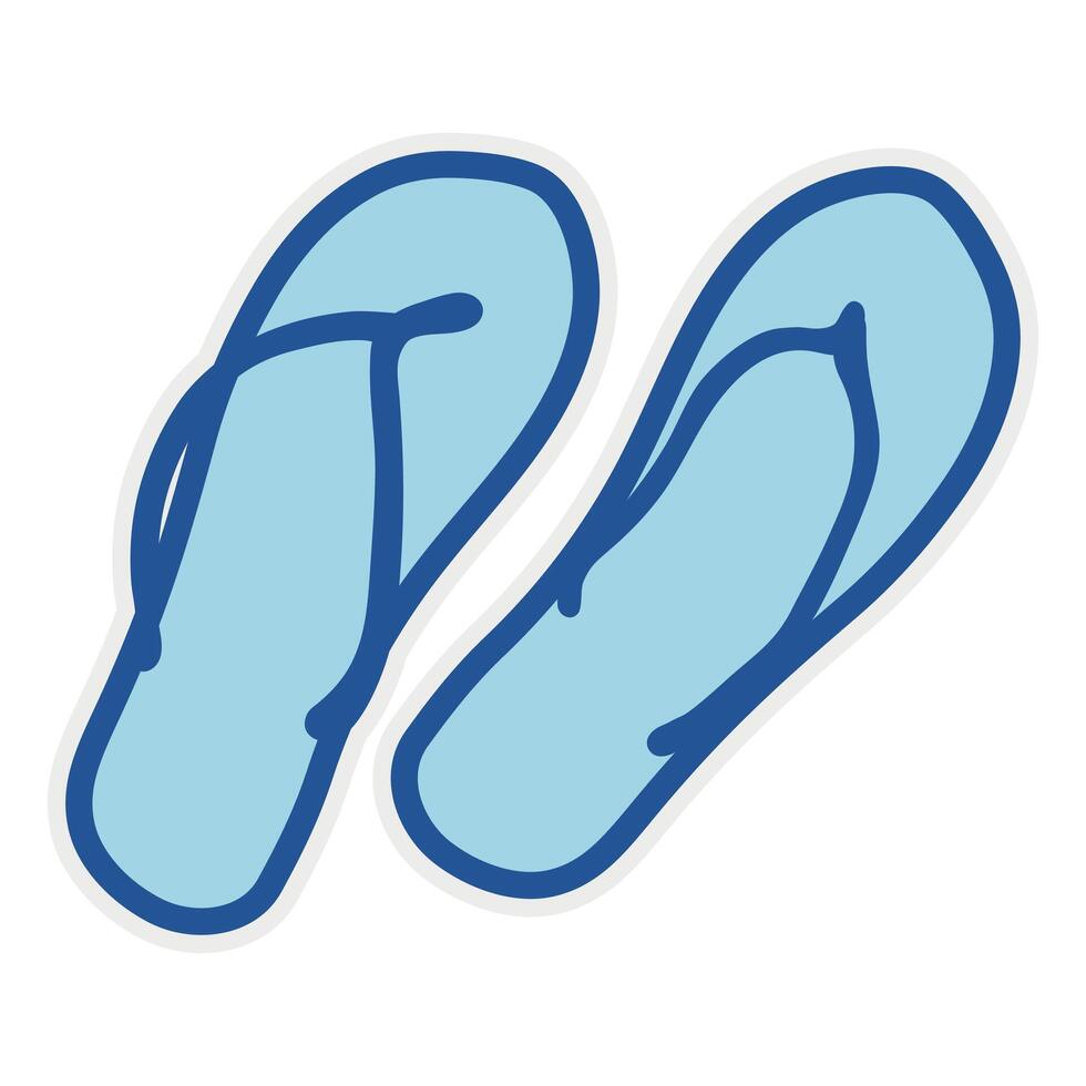 Sticker featuring various beach and summer-related items such as sandals vector