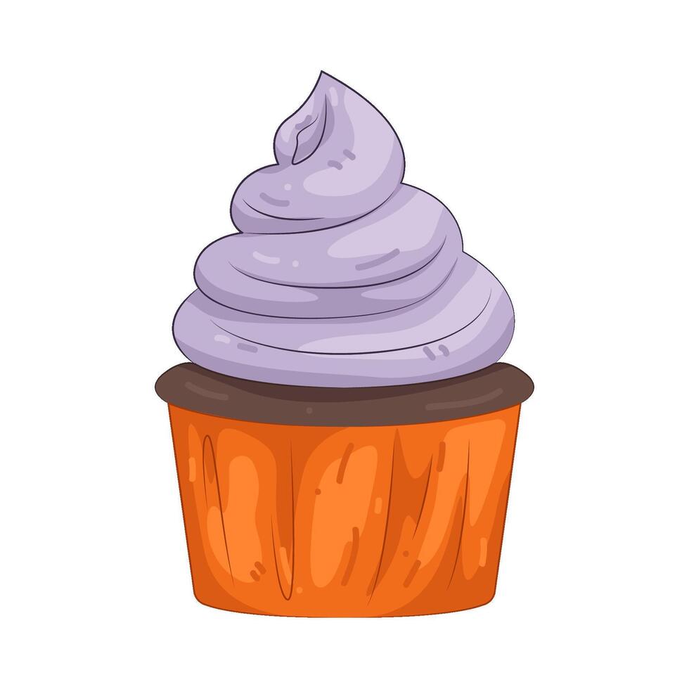 Cupcake with Purple Frosting vector