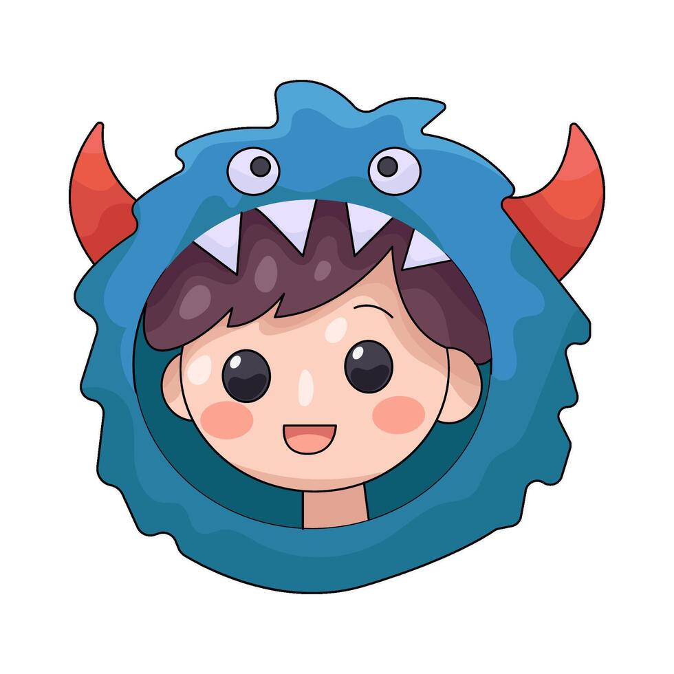 Child Wearing Monster Costume vector