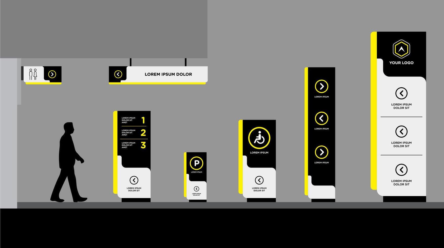 Exterior and interior business tower vector