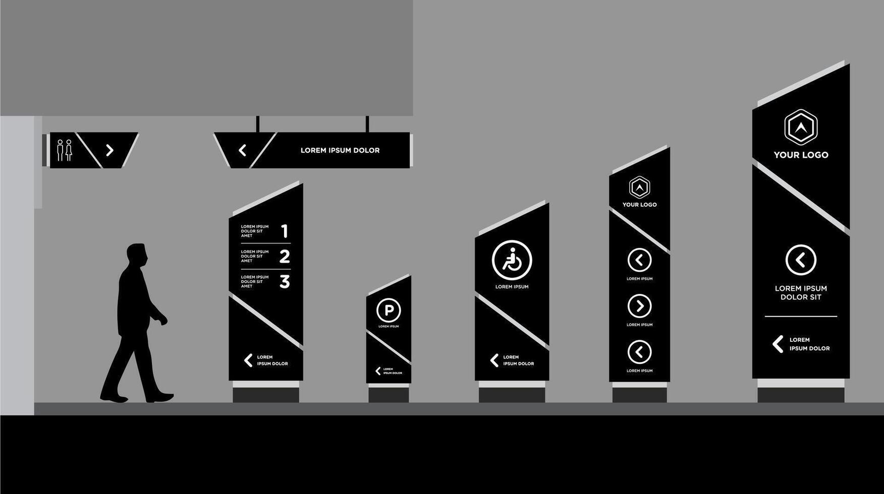 graphic traffic signage system design vector