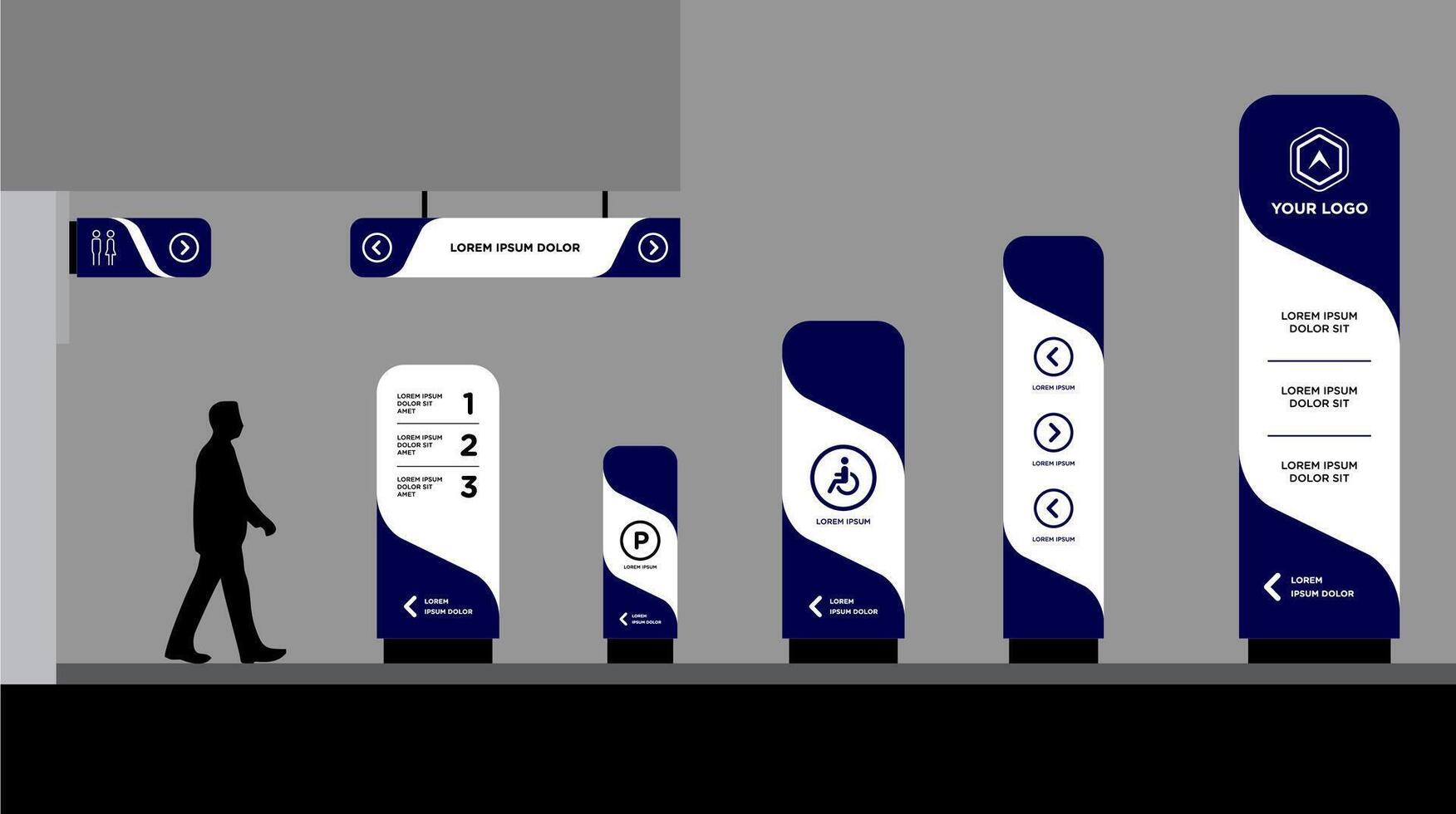 Signage set of outdoor and indoor sign vector