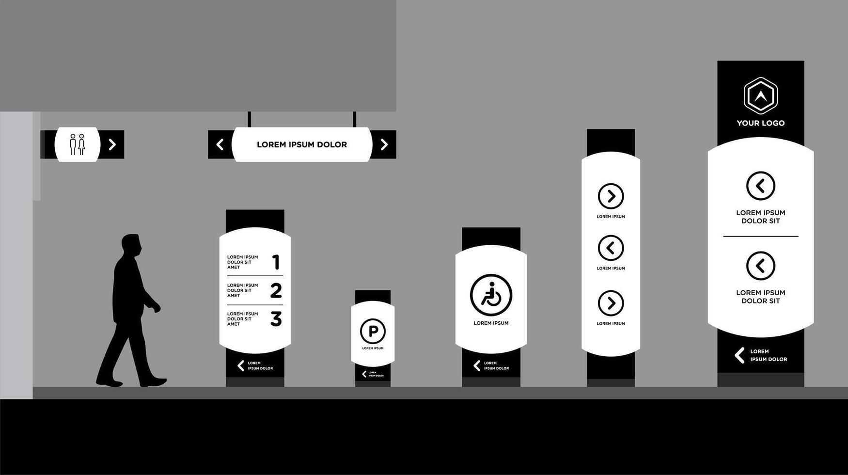 signage black white graphic traffic signage system vector