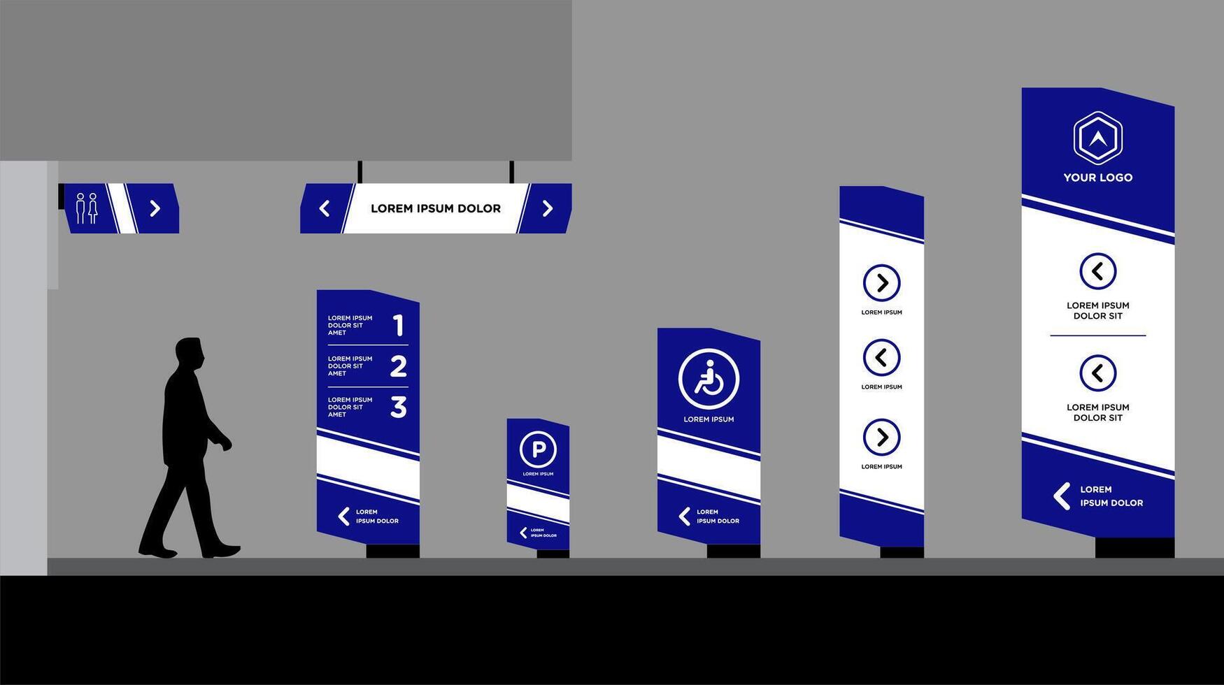 Set of signage blue and white vector