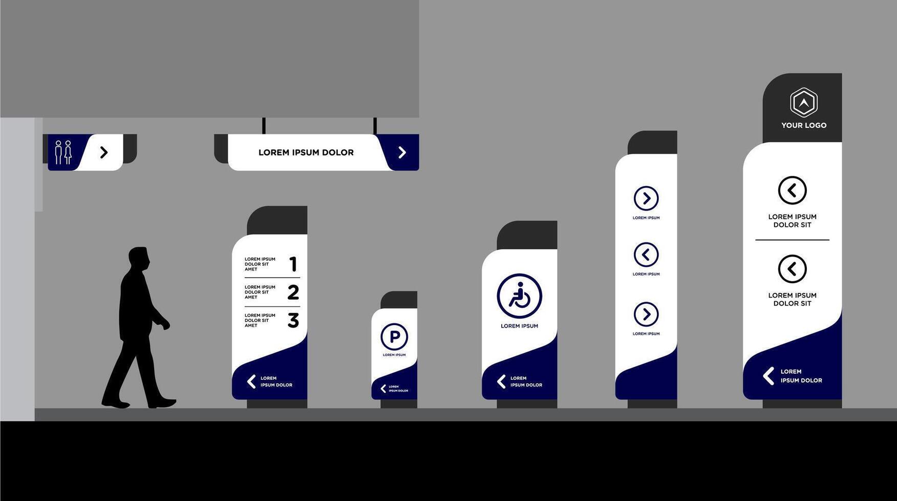 Set of signboards for business pilon vector