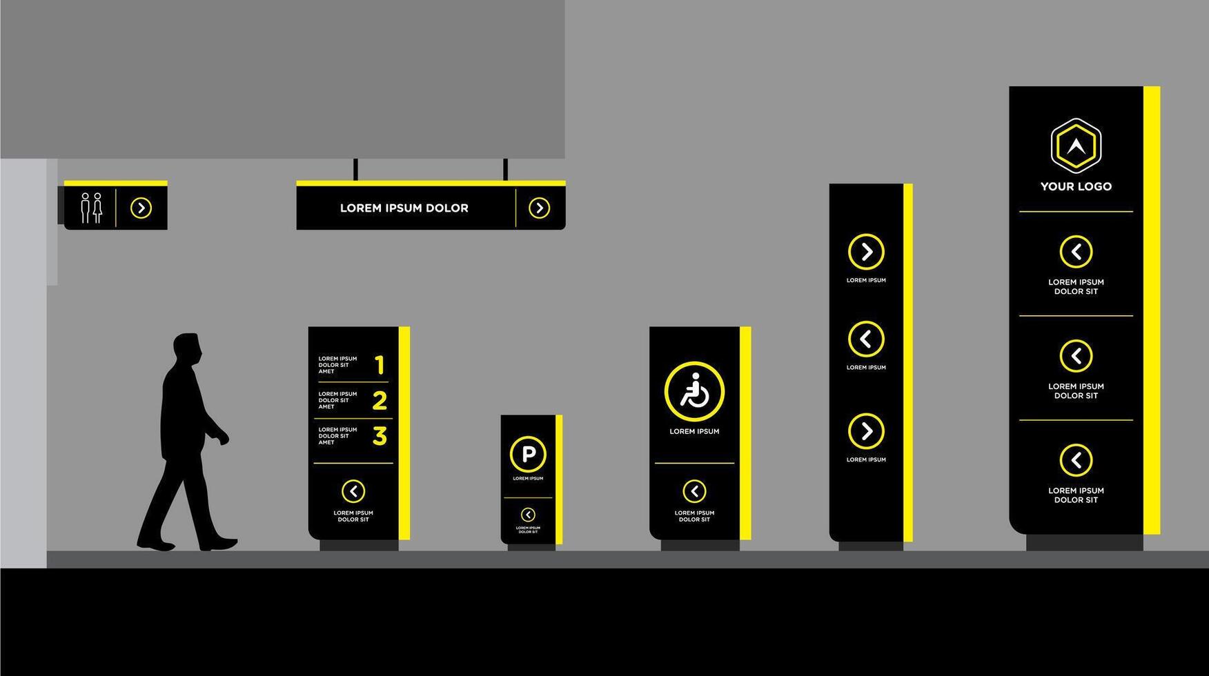pole, wall mount and traffic signage vector